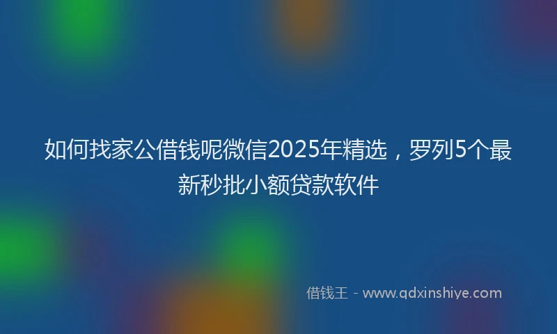 如何找家公借钱呢微信2025年精选，罗列5个最新秒批小额贷款软件