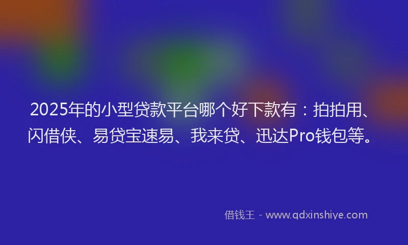 2025年的小型贷款平台哪个好下款有：拍拍用、闪借侠、易贷宝速易、我来贷、迅达Pro钱包等。