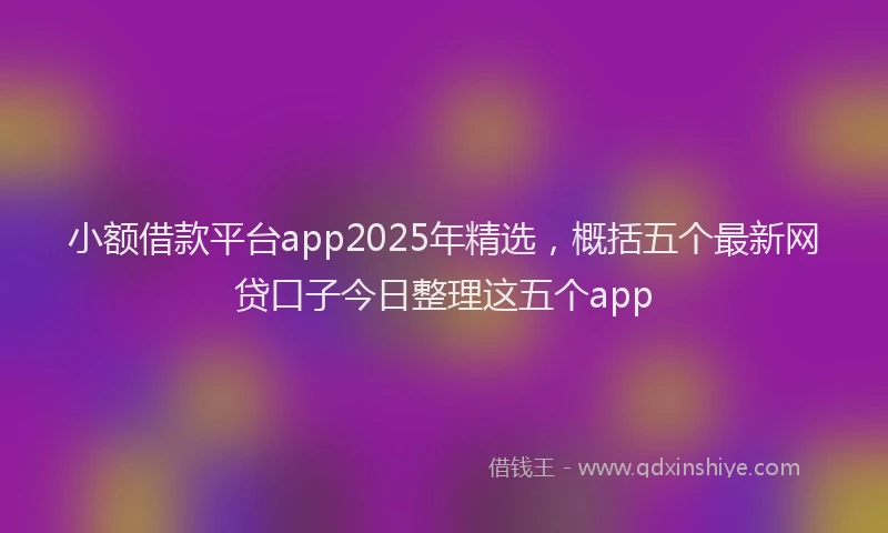 小额借款平台app2025年精选，概括五个最新网贷口子今日整理这五个app