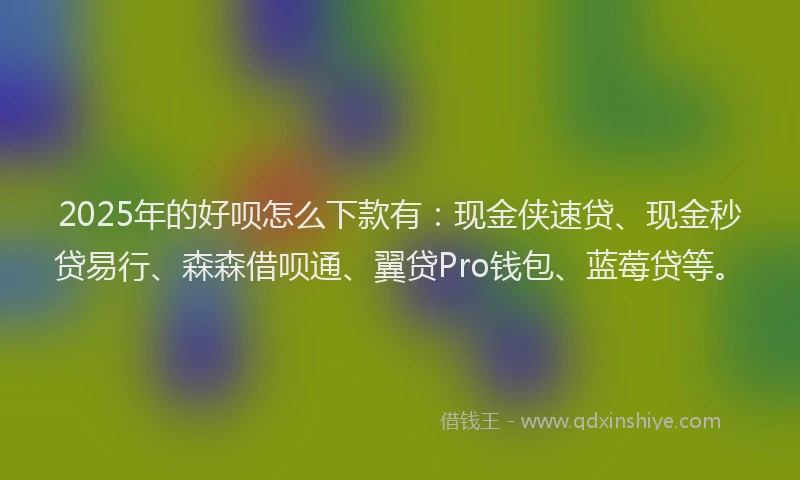 2025年的好呗怎么下款有：现金侠速贷、现金秒贷易行、森森借呗通、翼贷Pro钱包、蓝莓贷等。