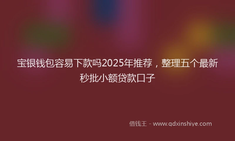 宝银钱包容易下款吗2025年推荐，整理五个最新秒批小额贷款口子