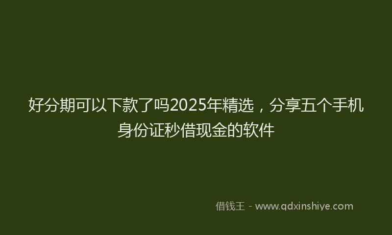 好分期可以下款了吗2025年精选，分享五个手机身份证秒借现金的软件