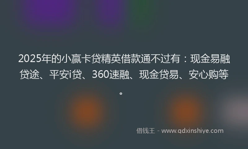 2025年的小赢卡贷精英借款通不过有：现金易融贷途、平安i贷、360速融、现金贷易、安心购等。
