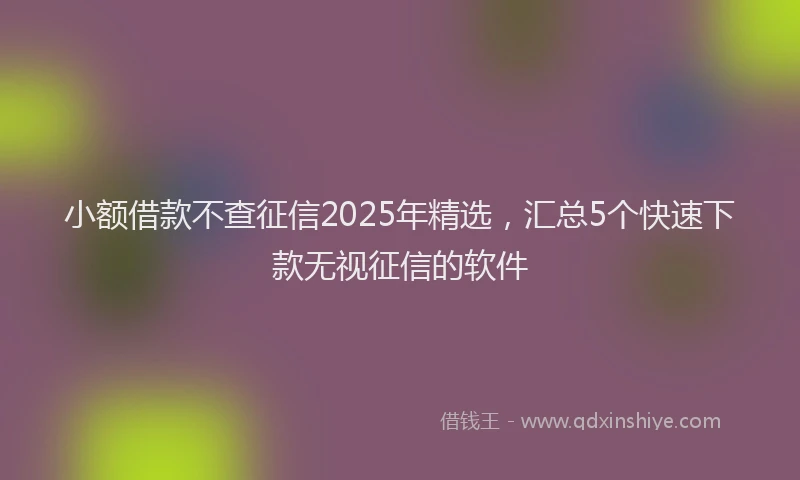小额借款不查征信2025年精选,汇总5个快速下款无视征信的软件
