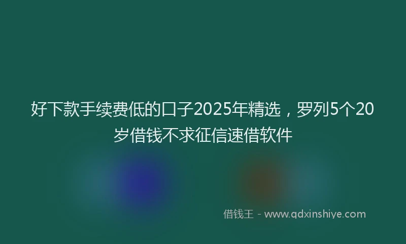 好下款手续费低的口子2025年精选，罗列5个20岁借钱不求征信速借软件