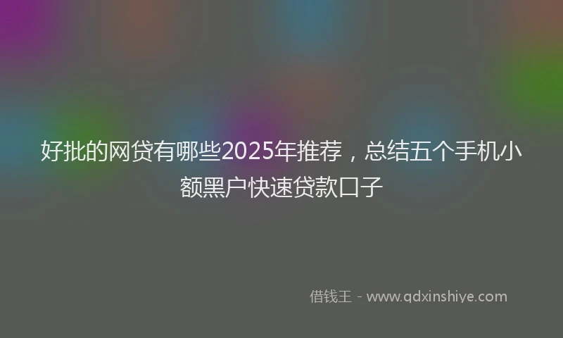 好批的网贷有哪些2025年推荐，总结五个手机小额黑户快速贷款口子