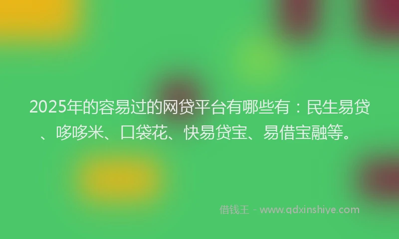 2025年的容易过的网贷平台有哪些有：民生易贷、哆哆米、口袋花、快易贷宝、易借宝融等。