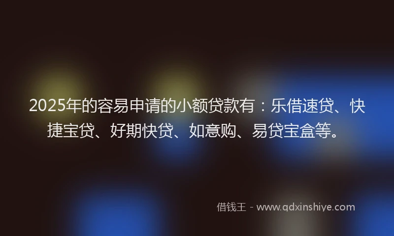 2025年的容易申请的小额贷款有：乐借速贷、快捷宝贷、好期快贷、如意购、易贷宝盒等。