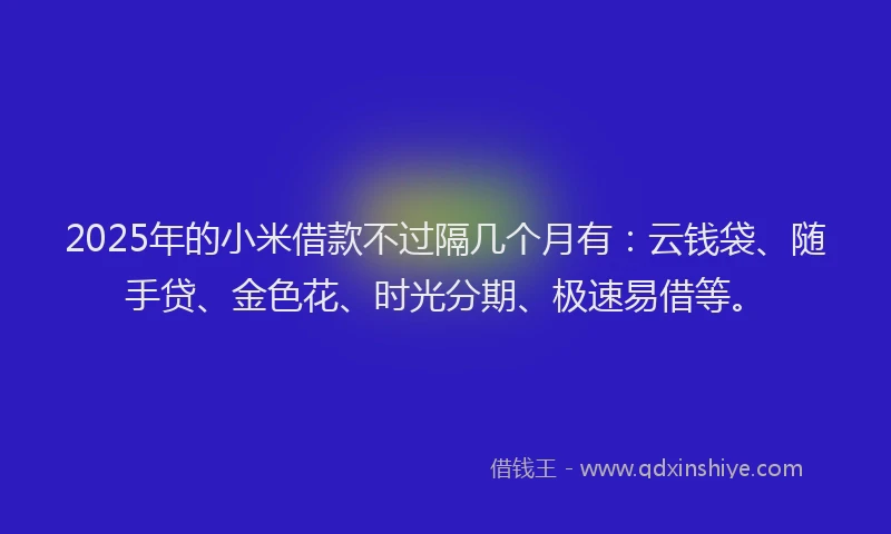 2025年的小米借款不过隔几个月有:云钱袋、随手贷、金色花、时光分期、极速易借等。