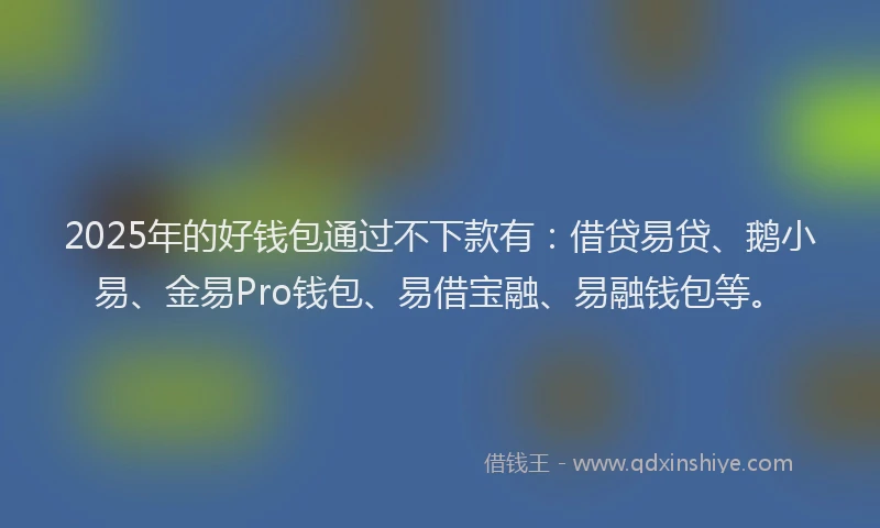 2025年的好钱包通过不下款有：借贷易贷、鹅小易、金易Pro钱包、易借宝融、易融钱包等。