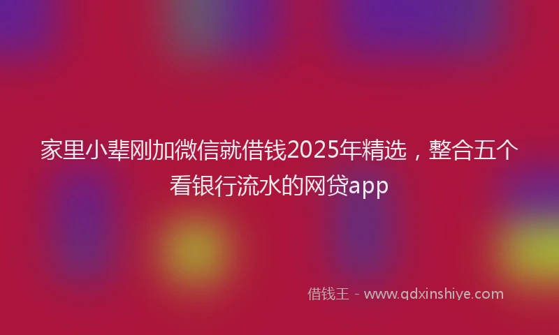 家里小辈刚加微信就借钱2025年精选，整合五个看银行流水的网贷app