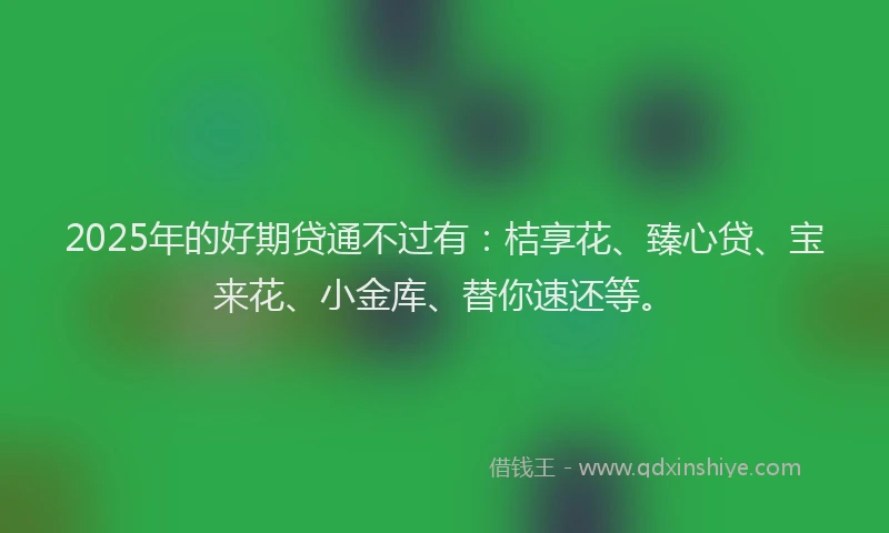 2025年的好期贷通不过有：桔享花、臻心贷、宝来花、小金库、替你速还等。