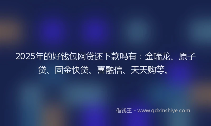 2025年的好钱包网贷还下款吗有：金瑞龙、原子贷、固金快贷、喜融信、天天购等。