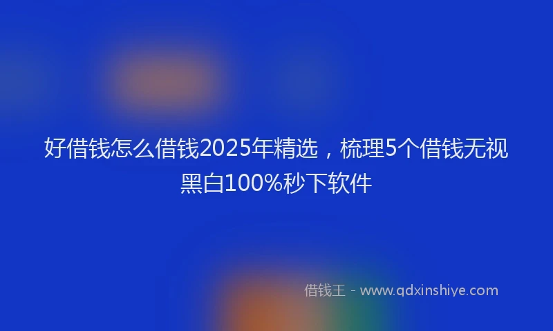 好借钱怎么借钱2025年精选，梳理5个借钱无视黑白100%秒下软件