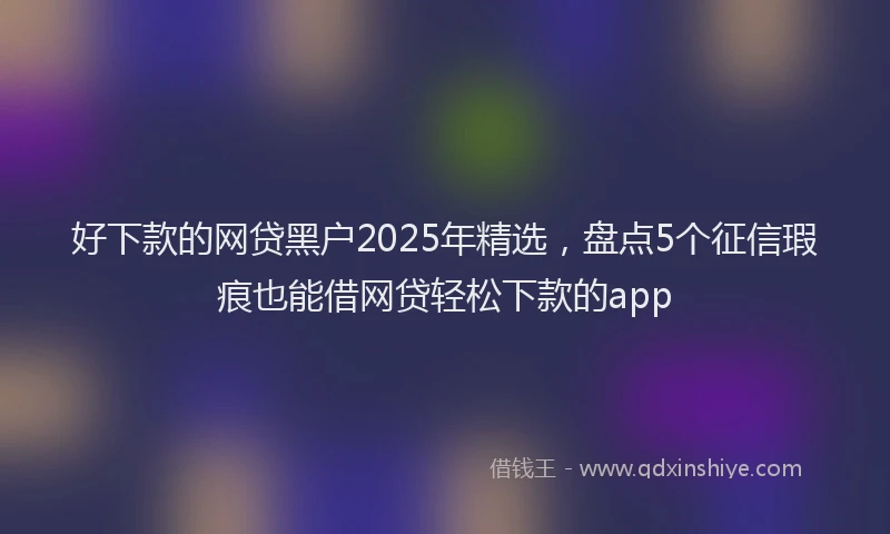 好下款的网贷黑户2025年精选，盘点5个征信瑕疵也能借网贷轻松下款的app