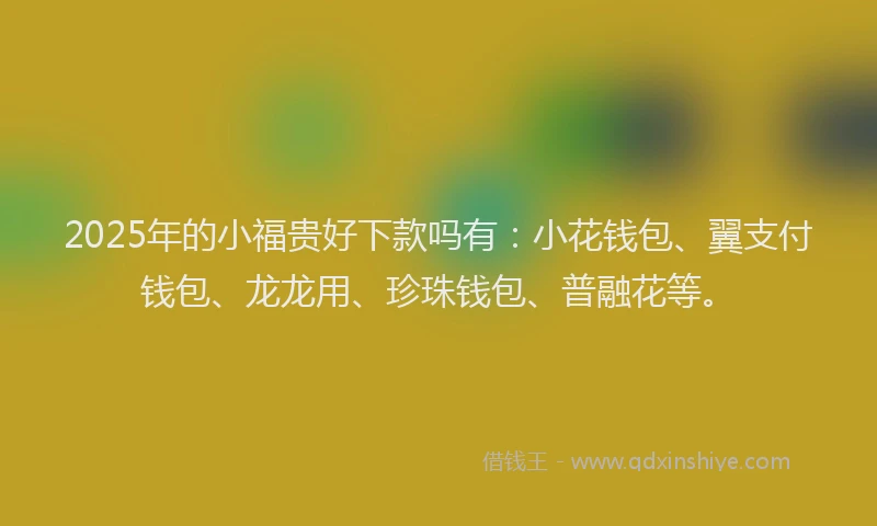 2025年的小福贵好下款吗有：小花钱包、翼支付钱包、龙龙用、珍珠钱包、普融花等。