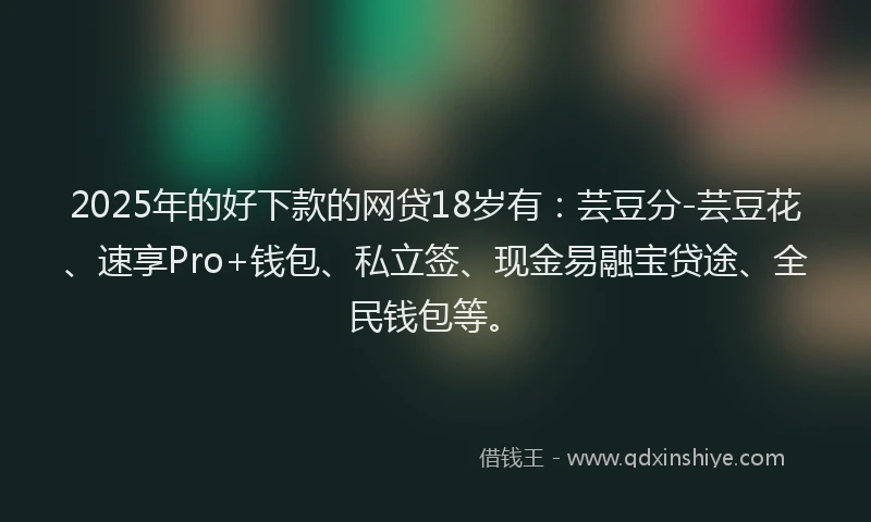 2025年的好下款的网贷18岁有：芸豆分-芸豆花、速享Pro+钱包、私立签、现金易融宝贷途、全民钱包等。