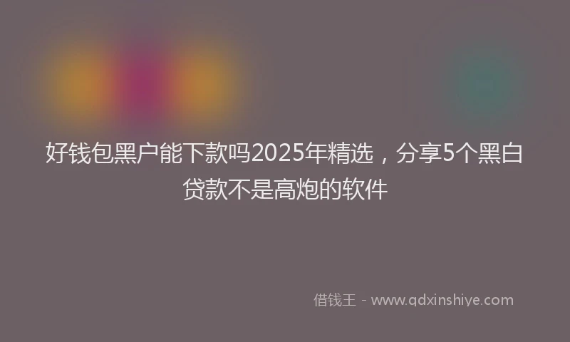 好钱包黑户能下款吗2025年精选，分享5个黑白贷款不是高炮的软件