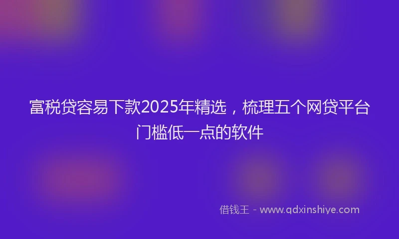 富税贷容易下款2025年精选，梳理五个网贷平台门槛低一点的软件
