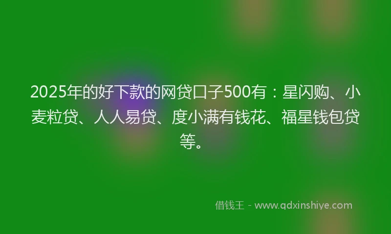 2025年的好下款的网贷口子500有：星闪购、小麦粒贷、人人易贷、度小满有钱花、福星钱包贷等。