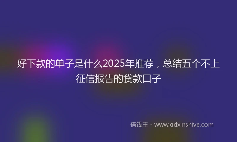 好下款的单子是什么2025年推荐，总结五个不上征信报告的贷款口子