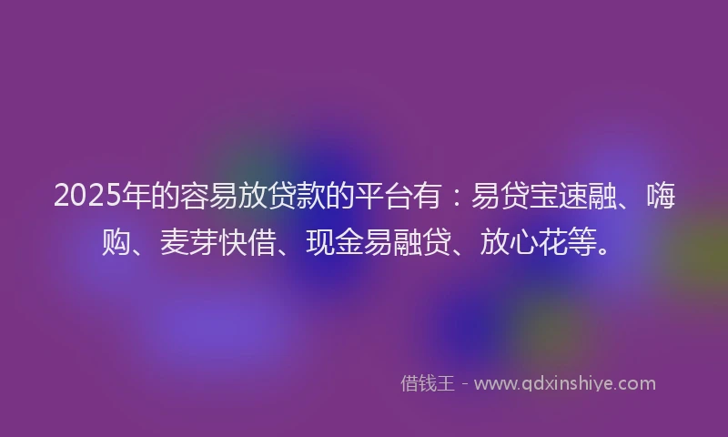 2025年的容易放贷款的平台有:易贷宝速融、嗨购、麦芽快借、现金易融贷、放心花等。