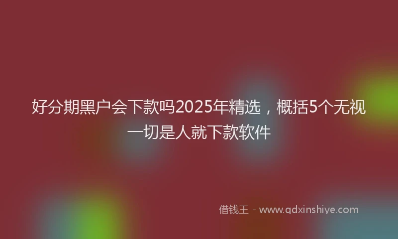 好分期黑户会下款吗2025年精选，概括5个无视一切是人就下款软件