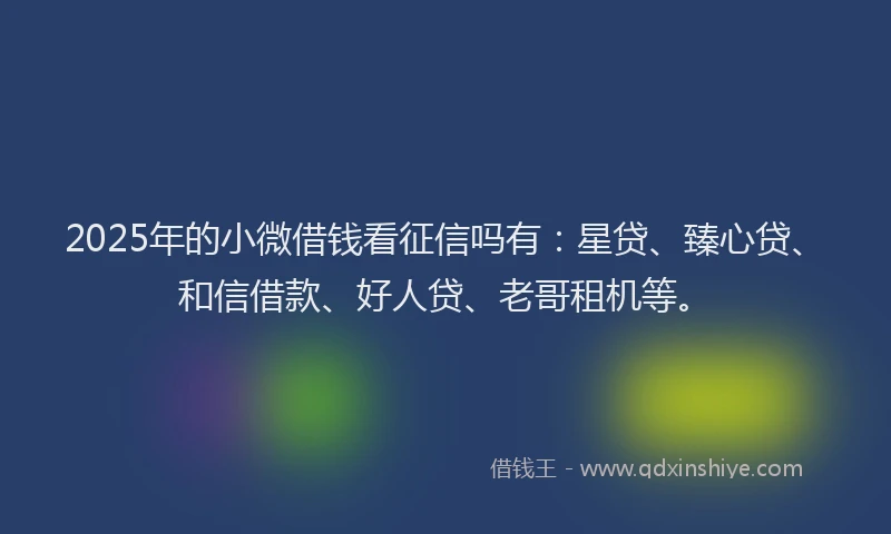 2025年的小微借钱看征信吗有：星贷、臻心贷、和信借款、好人贷、老哥租机等。