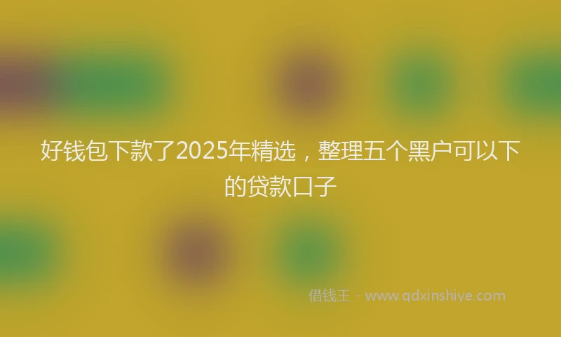 好钱包下款了2025年精选，整理五个黑户可以下的贷款口子