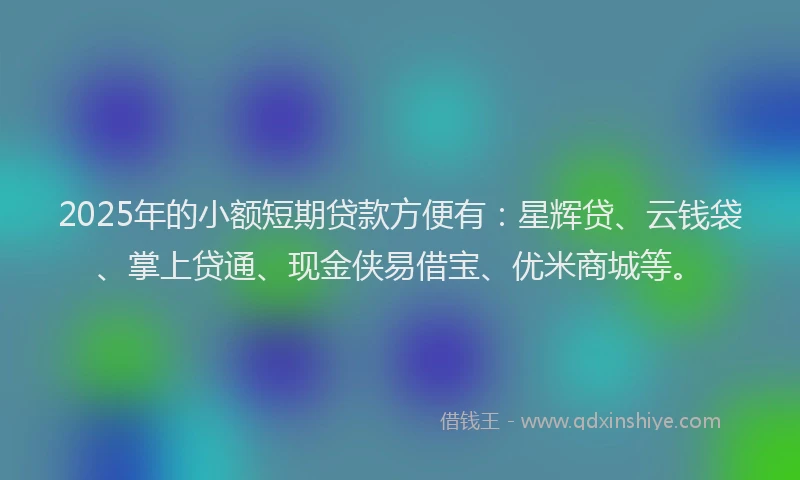 2025年的小额短期贷款方便有：星辉贷、云钱袋、掌上贷通、现金侠易借宝、优米商城等。
