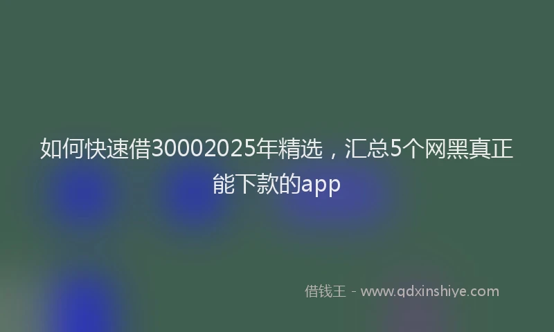 如何快速借30002025年精选，汇总5个网黑真正能下款的app