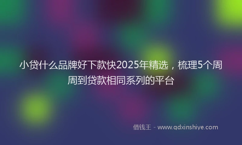 小贷什么品牌好下款快2025年精选，梳理5个周周到贷款相同系列的平台