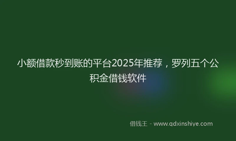 小额借款秒到账的平台2025年推荐，罗列五个公积金借钱软件