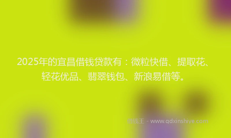 2025年的宜昌借钱贷款有：微粒快借、提取花、轻花优品、翡翠钱包、新浪易借等。