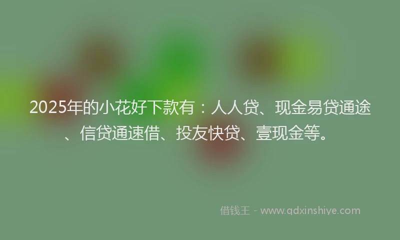 2025年的小花好下款有：人人贷、现金易贷通途、信贷通速借、投友快贷、壹现金等。