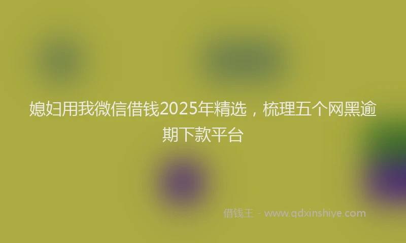 媳妇用我微信借钱2025年精选，梳理五个网黑逾期下款平台