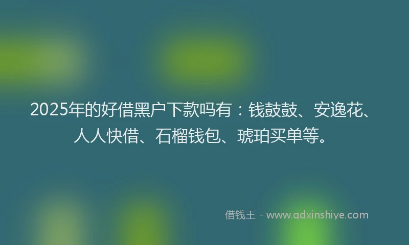 2025年的好借黑户下款吗有：钱鼓鼓、安逸花、人人快借、石榴钱包、琥珀买单等。