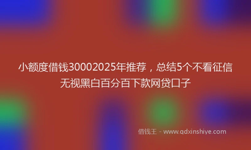 小额度借钱30002025年推荐，总结5个不看征信无视黑白百分百下款网贷口子
