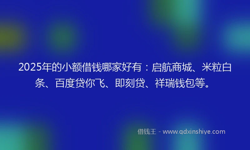 2025年的小额借钱哪家好有：启航商城、米粒白条、百度贷你飞、即刻贷、祥瑞钱包等。