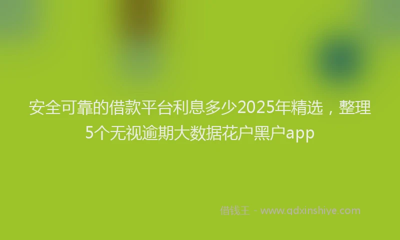 安全可靠的借款平台利息多少2025年精选，整理5个无视逾期大数据花户黑户app
