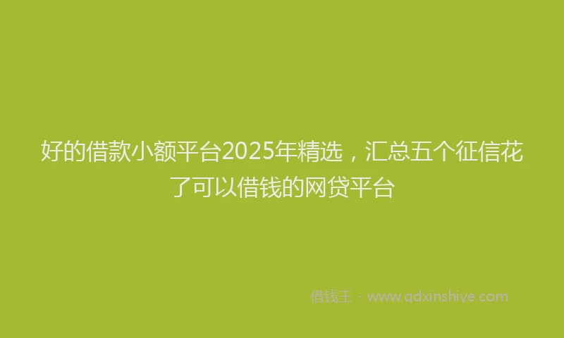 好的借款小额平台2025年精选，汇总五个征信花了可以借钱的网贷平台