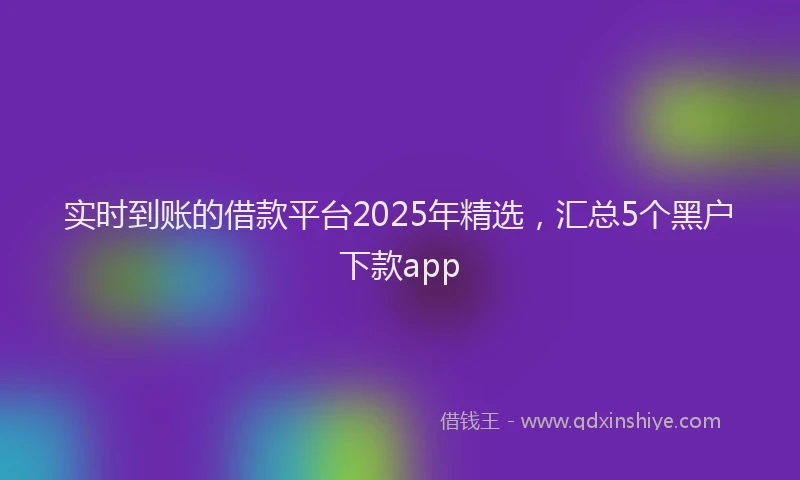 实时到账的借款平台2025年精选，汇总5个黑户下款app