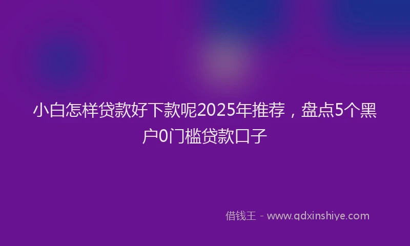 小白怎样贷款好下款呢2025年推荐，盘点5个黑户0门槛贷款口子