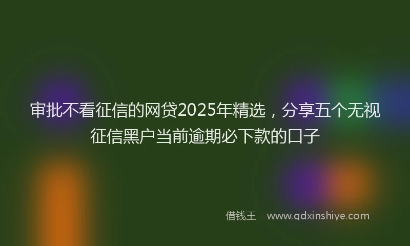 审批不看征信的网贷2025年精选，分享五个无视征信黑户当前逾期必下款的口子
