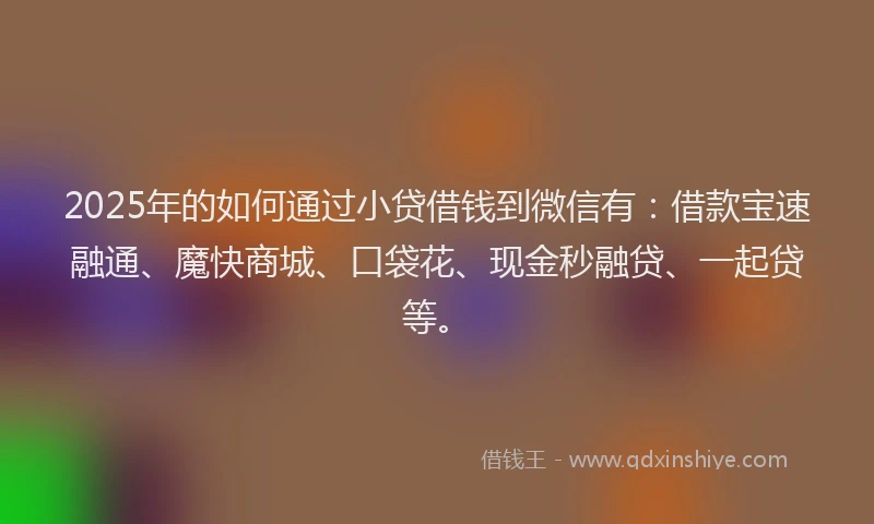 2025年的如何通过小贷借钱到微信有：借款宝速融通、魔快商城、口袋花、现金秒融贷、一起贷等。