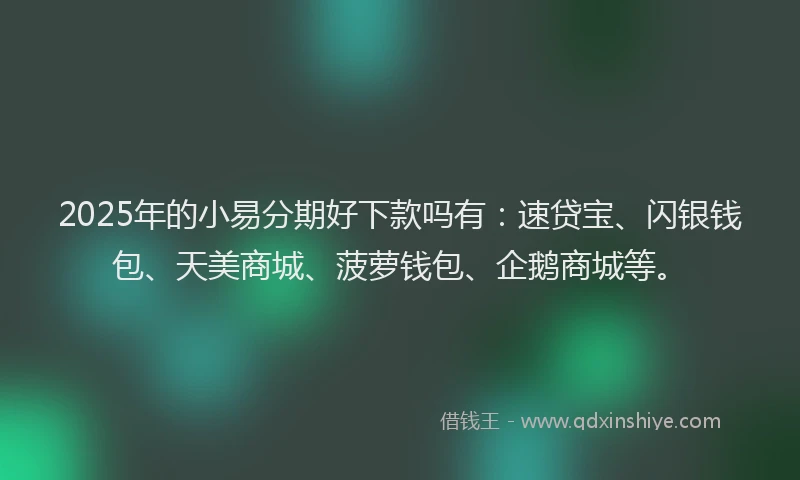 2025年的小易分期好下款吗有：速贷宝、闪银钱包、天美商城、菠萝钱包、企鹅商城等。
