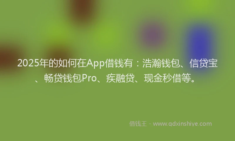 2025年的如何在App借钱有：浩瀚钱包、信贷宝、畅贷钱包Pro、疾融贷、现金秒借等。