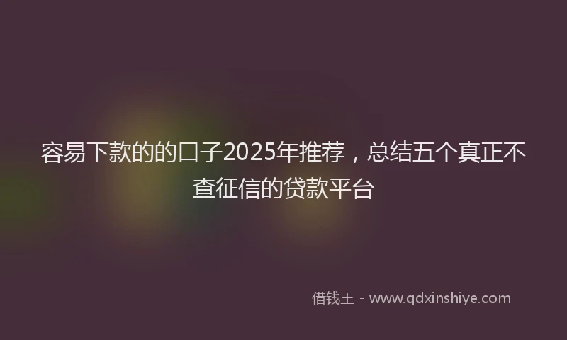 容易下款的的口子2025年推荐，总结五个真正不查征信的贷款平台
