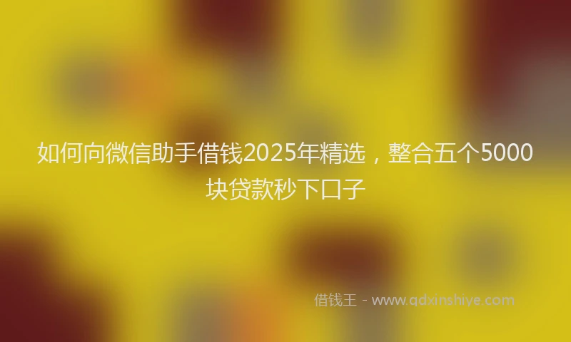 如何向微信助手借钱2025年精选，整合五个5000块贷款秒下口子