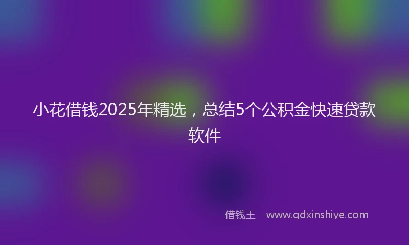 小花借钱2025年精选，总结5个公积金快速贷款软件